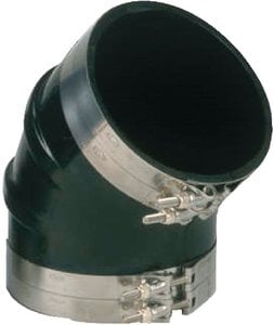 Trident hose - Black Rubber 45 Degree Elbow w/T-Bolt Clamps, 8" - TRL845SS