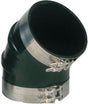 Trident hose - Black Rubber 45 Degree Elbow w/T-Bolt Clamps, 8" - TRL845SS
