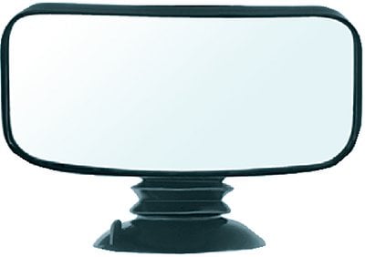 Cipa Mirrors - Fully Adjustable 4" x 8" Convex Suction Cup Mirror - Black - 11050