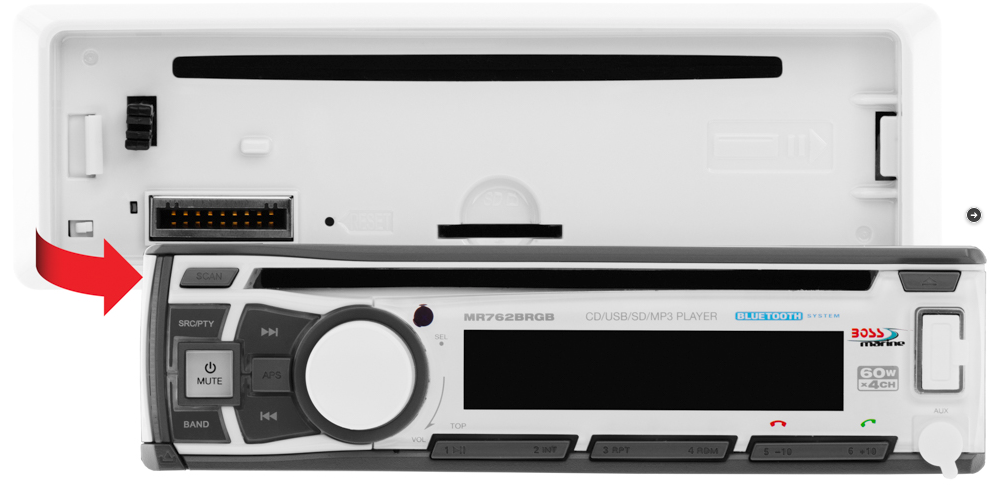 Boss Audio - MR762BRGB Single DIN Bluetooth Enabled In-Dash MP3/CD/CDRW/AM/FM Receiver - MR762BRGB