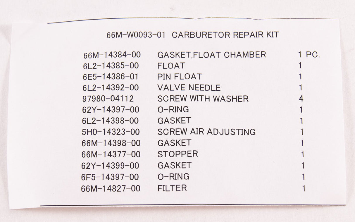 Yamaha - Carburetor repair kit - 66M-W0093-01-00