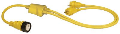 Marinco - Reverse "Y" Adapter Dock Side Male 2-30A 125V Locking to Boat Side Female 50A 125/250V With Sealing Collar System - RY504230
