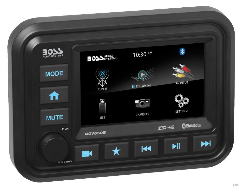 Boss Audio - Bluetooth (Audio Streaming) Marine Gauge Digital Media AM/FM Receiver - Black - MGV550B