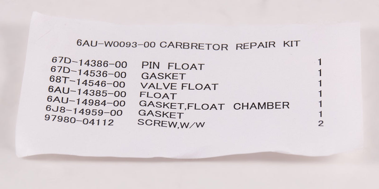 Yamaha - Carburetor repair kit - 6AU-W0093-00-00