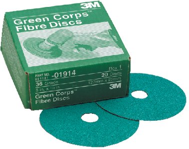 3M - Green Corps Fibre Disc - 5 in x 7/8 in - 36 Grade - 20 Count - 01914