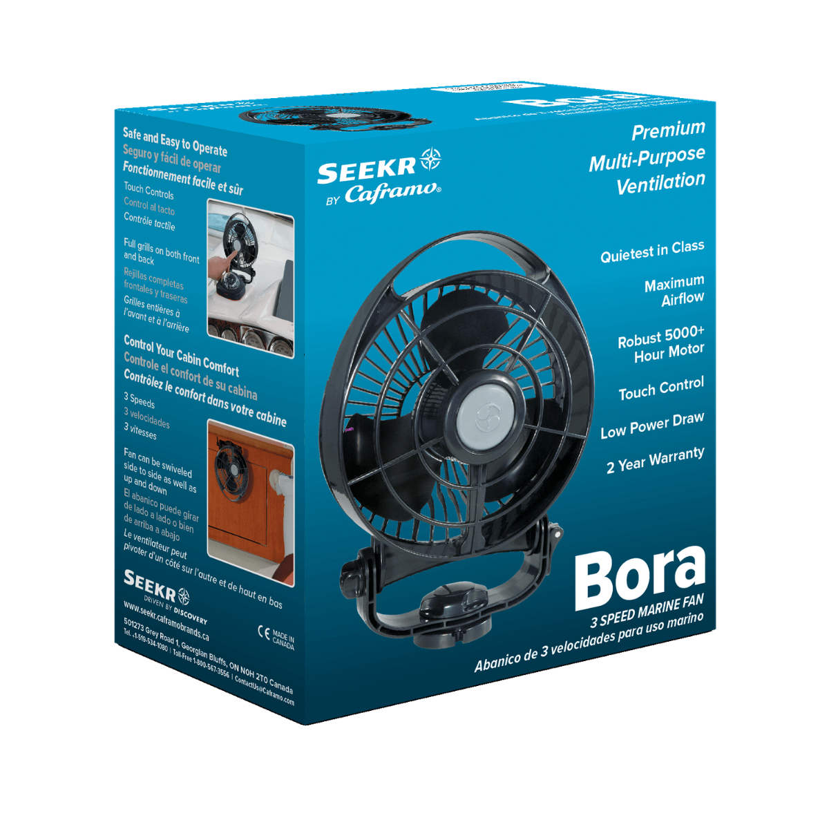 Caframo - Bora Marine Fan - 12V - 3-Speed - 6" - Black - 748CABBX