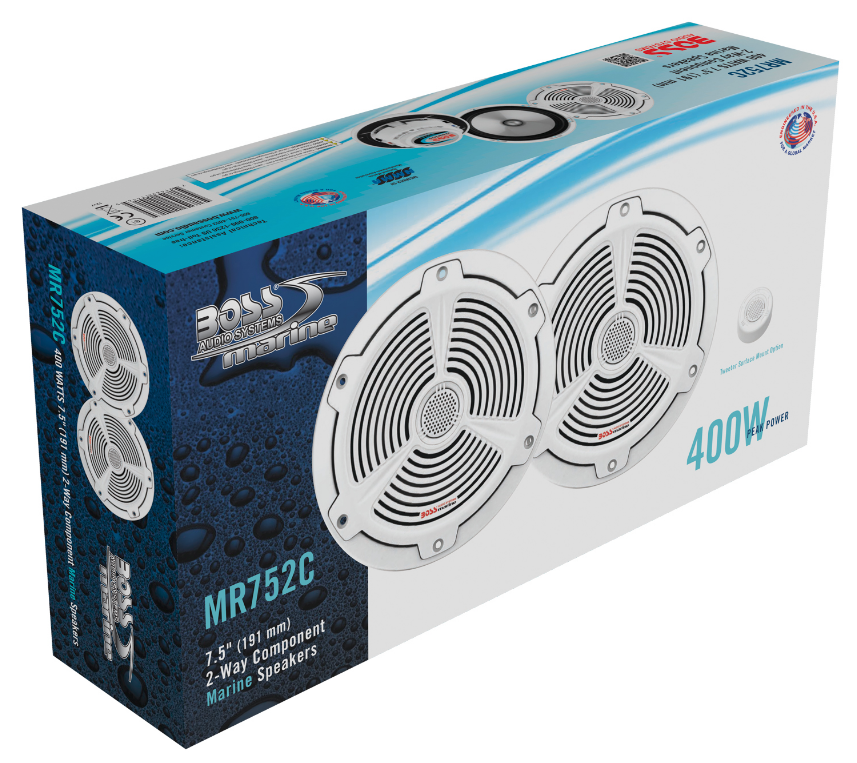 Boss Audio - MR752C 7.5" 2-Way Marine Speakers - Pair - White - MR752C