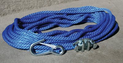 Panther -  Blue Polypropylene 3/8" Anchor Rope Includes No-Tie Rope Cleat and Snap Hook - 757000