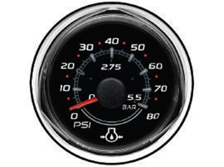 Mercury - Oil Pressure Gauge - 0-80 PSI - Black Face - 2-1/8 inch Diameter - 79-8M0069427