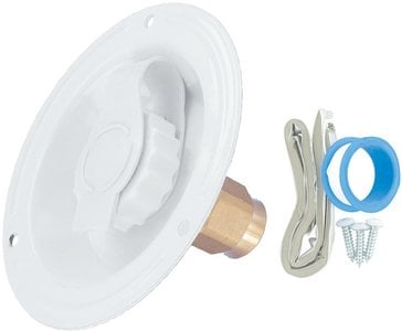 Valterra - Brass Check Valve 1/2" FPT Recessed RV Water Inlet & Includes Tape, Male Nipple & Hardware - A010176LFVP