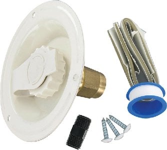 Valterra - Brass Check Valve 1/2" FPT Recessed RV Water Inlet & Includes Tape, Male Nipple & Hardware - A010177LFVP