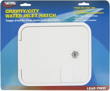 Valterra - Gravity Brass City 1/2" Air Vent RV Water Inlet & Lockable Hatch & Includes Hardware & Installation Tape - A012000VP