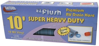 Valterra - Slate Blue E-Z Flush Super Heavy Duty RV Drain Hose with Sizing Rings & 90 Degree Sewer Adapter - D040043