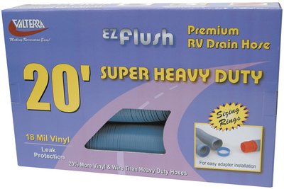 Valterra - Slate Blue E-Z Flush Super Heavy Duty RV Drain Hose with Sizing Rings & 90 Degree Sewer Adapter - D040049