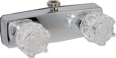 Valterra - Phoenix Chrome Finish Two Handle 4" RV Shower Valve Faucet with Clear Acrylic Knobs - PF213321