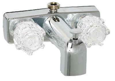 Valterra - Phoenix DuraPro Chrome Finish Two Handle RV Tub & Shower Diverter Faucet with Clear Acrylic Knobs - PF213332