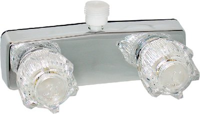 Valterra - Phoenix DuraPro Chrome Finish Two Handle 4" RV Shower Valve Faucet with Clear Acrylic Knobs - PF213350