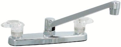Valterra - Catalina Chrome Finish Two Handle 8" RV Kitchen Faucet with Clear Acrylic Knobs - PF221301