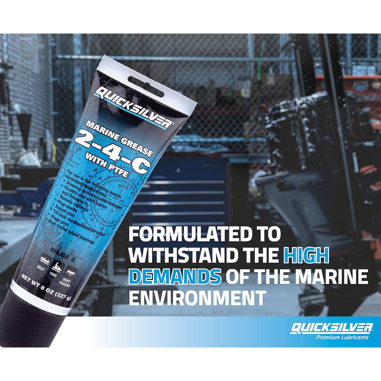 Mercury - Quicksilver 2-4-C Marine Grease with PTFE - 8 oz - 92-802859Q1