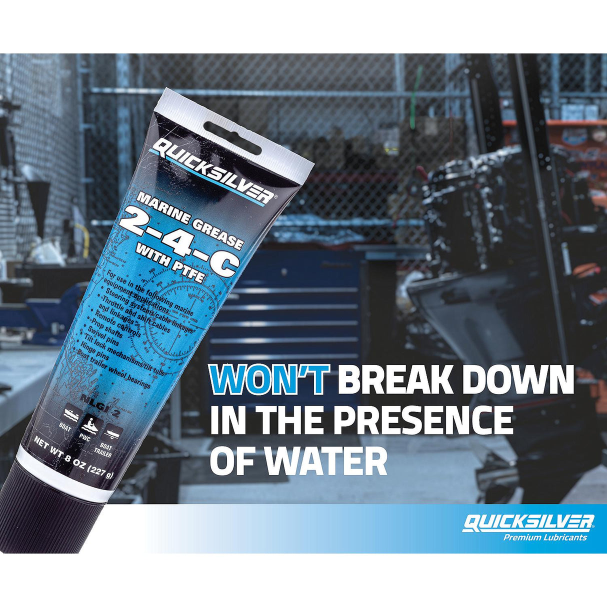 Mercury - Quicksilver 2-4-C Marine Grease with PTFE - 8 oz - 92-802859Q1