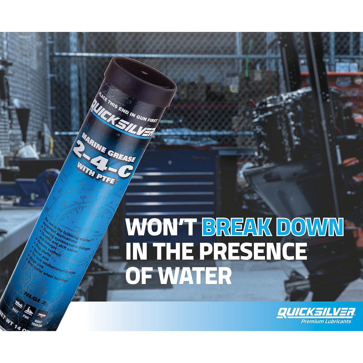 Mercury Quicksilver - 2-4-C Marine Lubricant with PTFE - Three 3 oz Grease Gun Cartridges - 92-802861Q1