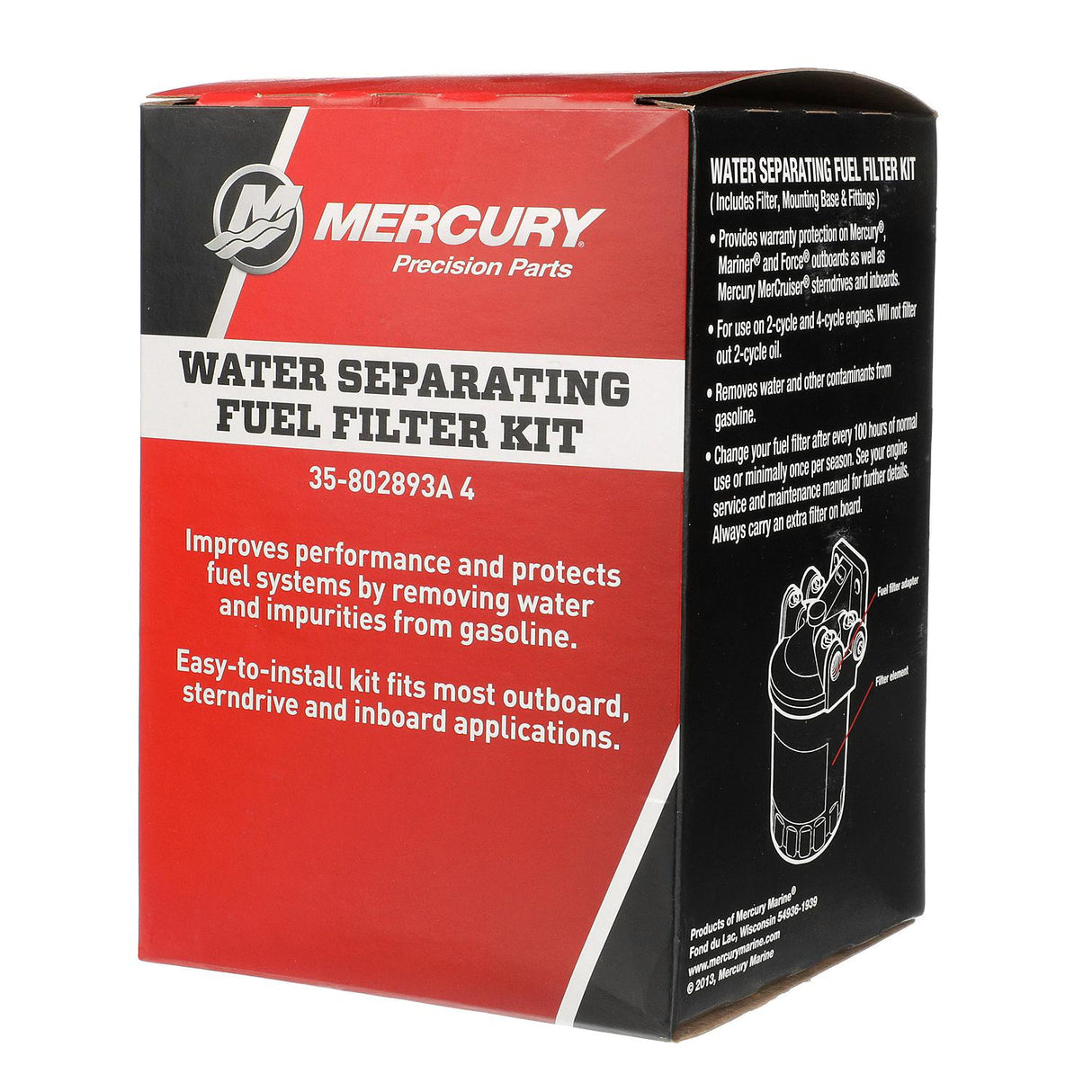 Mercury Mercruiser Water Separating Fuel Filter Kit - Used in Outboard and MerCruiser Applications - 35-802893A4