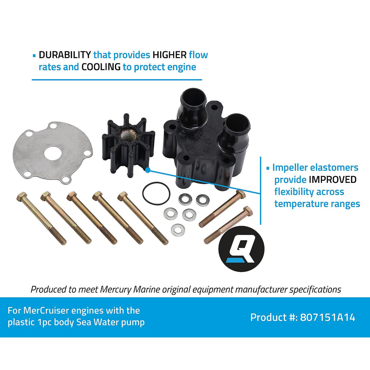 Mercury MerCruiser - Body/Impeller Kit - Fits Plastic 1 pc. Body Sea Water Pump - 46-807151A14