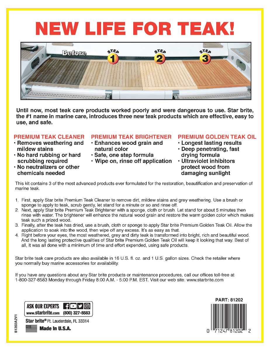 Starbrite - Premium Teak Care Kit - 16 oz. - 81216