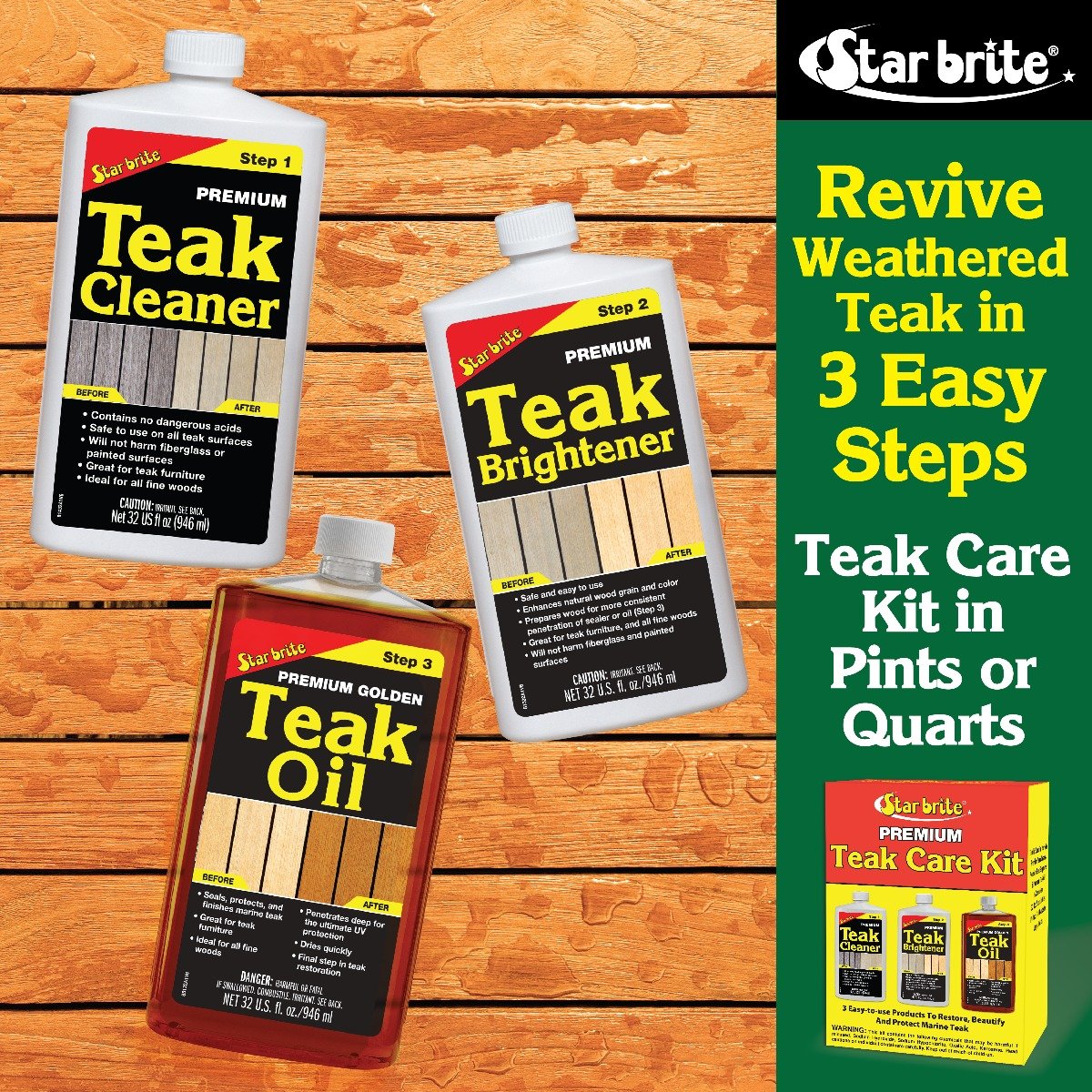 Starbrite - Premium Teak Care Kit - 16 oz. - 81216