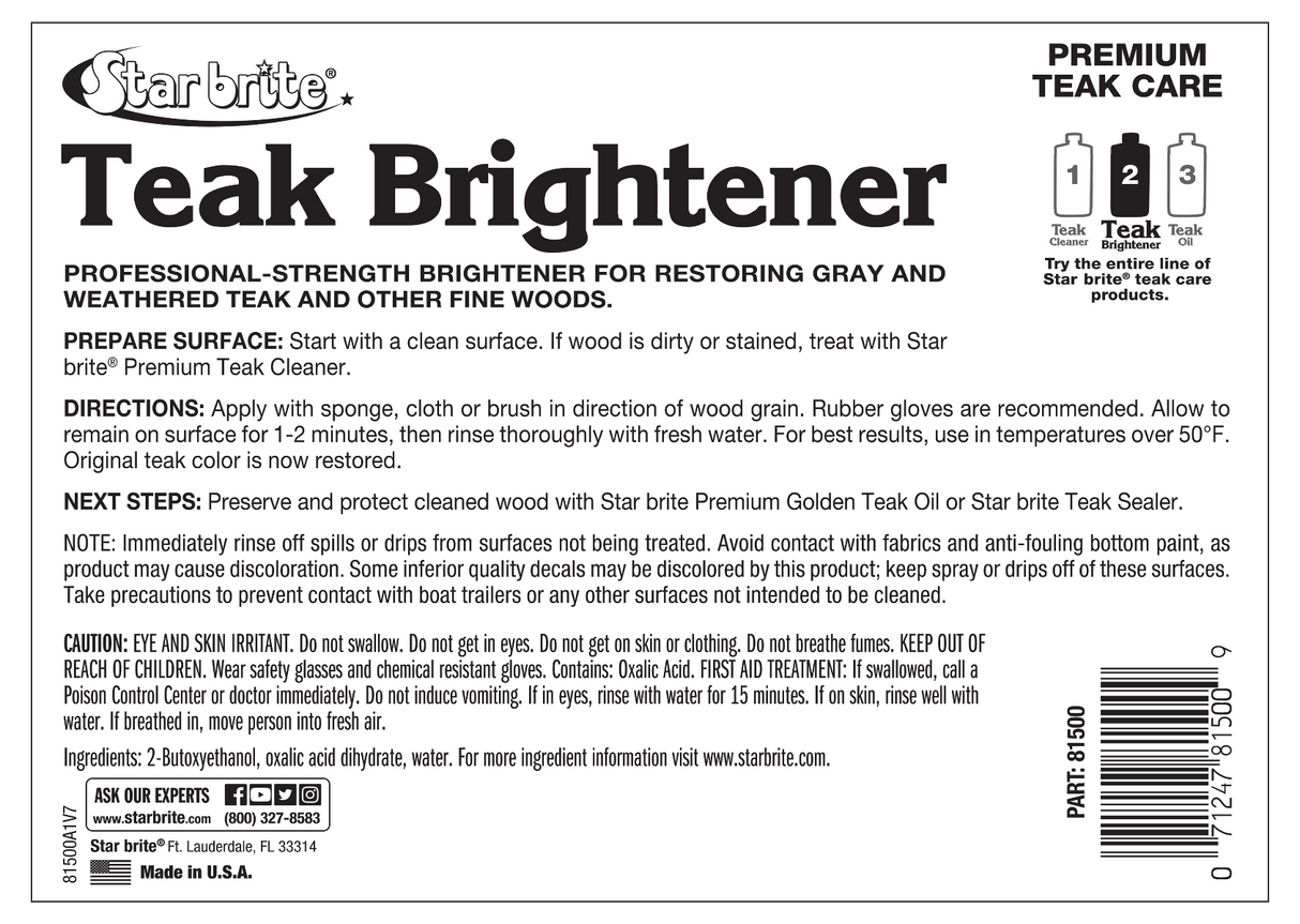 Starbrite - Premium Teak Brightener - Step 2 - 1 Gallon - 81500