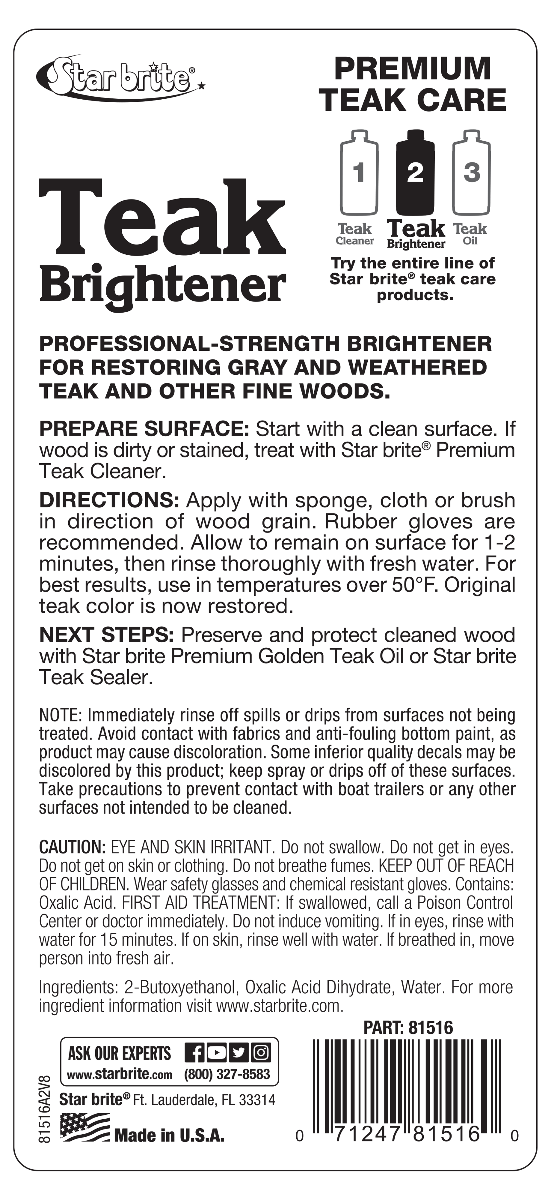 Starbrite - Premium Teak Brightener - Step 2 - 16 oz. - 81516