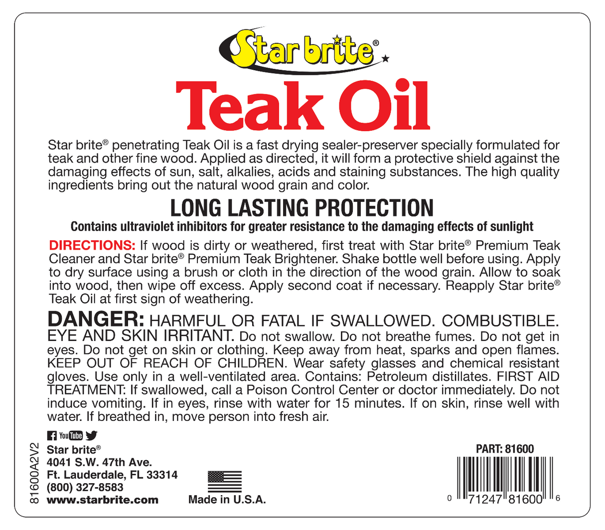 Starbrite - Teak Oil - 1 Gallon - 81600