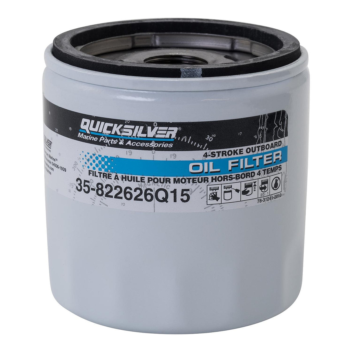Mercury Quicksilver Outboard Four Stroke Oil Filter - Fits Mercury/Mariner V‑225 Four Stroke Outboard - Yamaha 225 HP Four Stroke Outboard Filter - 35-822626Q15