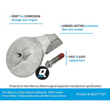 Mercury Quicksilver - Outboard Aluminum Trim Tab Anode - Fits Most Mercury/Mariner 35 HP and Above - Force 90 - 120 - All Mercury MerCruiser Engines - 822777Q1