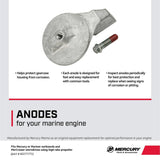 Mercury 822777T1 Outboard Trim Tab Anode - Fits Most Mercury/Mariner 35 HP and above - Force 90 -120 - All Mercury MerCruiser Engines