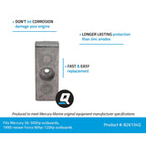 Mercury Quicksilver 826134Q Outboard Aluminum Side Pocket Anode Fits Mercury/Mariner 30‑300HP Outboards-Force 90-120HP 1995 & Newer Outboard