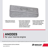 Mercury 826134T Outboard Aluminum Side Pocket Anode - Fits Mercury/Mariner 30‑300 HP Outboards - Force 90 & 120 HP 1995 and newer Outboards