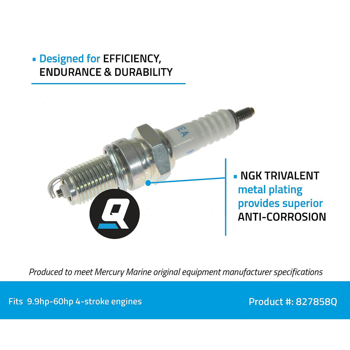Mercury Quicksilver - Spark Plug - NGK - DPR6EA‑9 - 33-827858Q