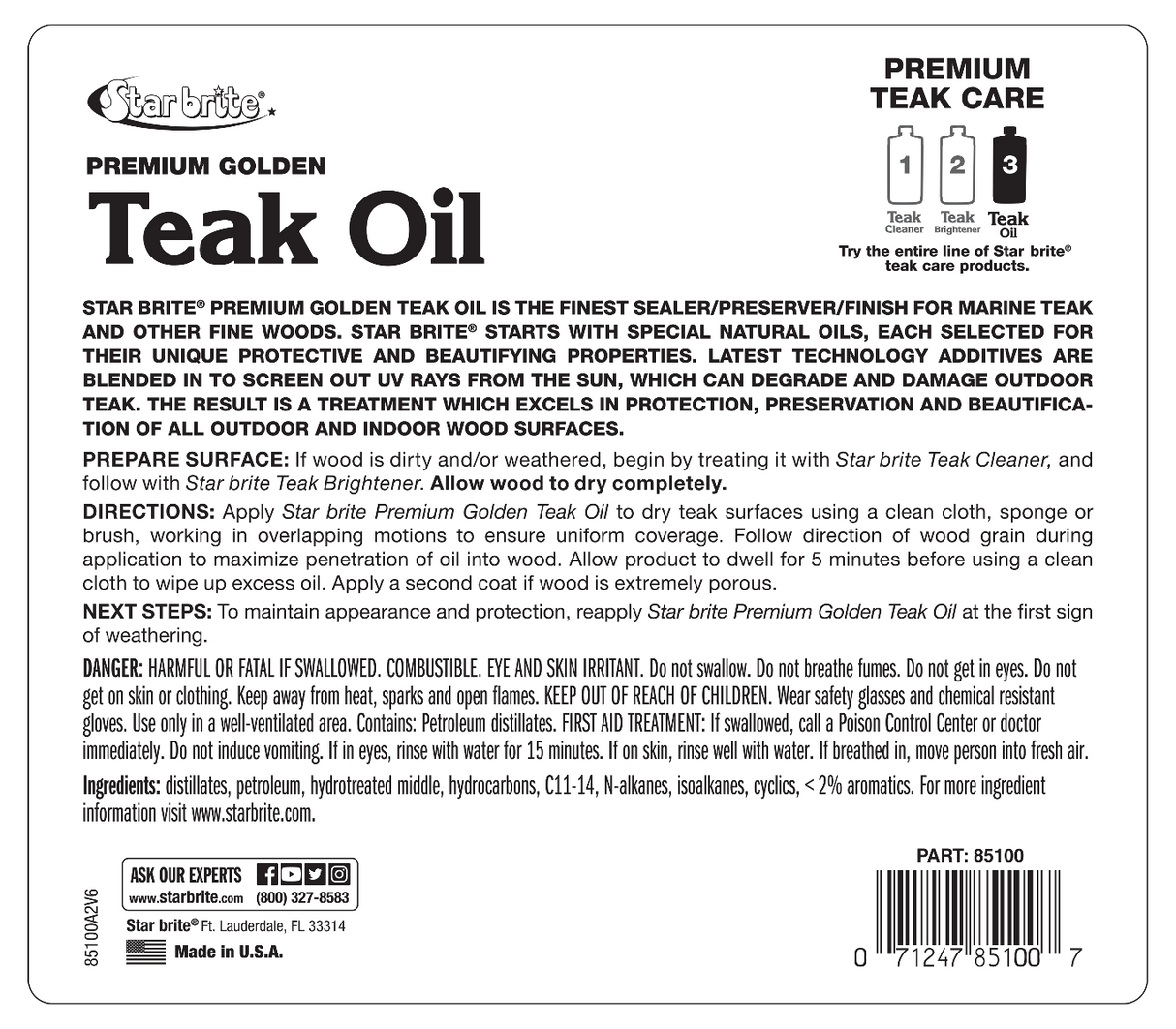 Starbrite - Premium Golden Teak Oil - Step 3 - 32 oz. - 85132