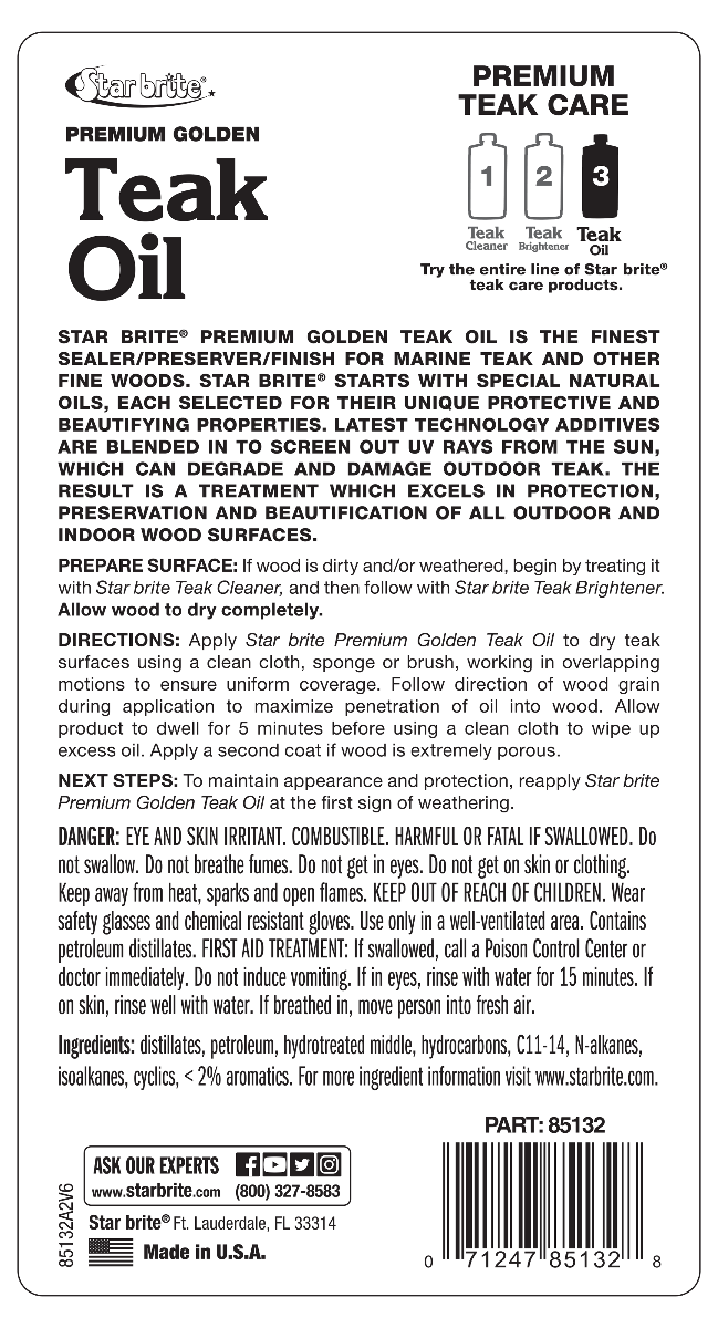 Starbrite - Premium Golden Teak Oil - Step 3 - 32 oz. - 85132