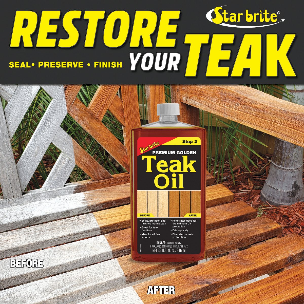 Starbrite - Premium Golden Teak Oil - Step 3 - 32 oz. - 85132