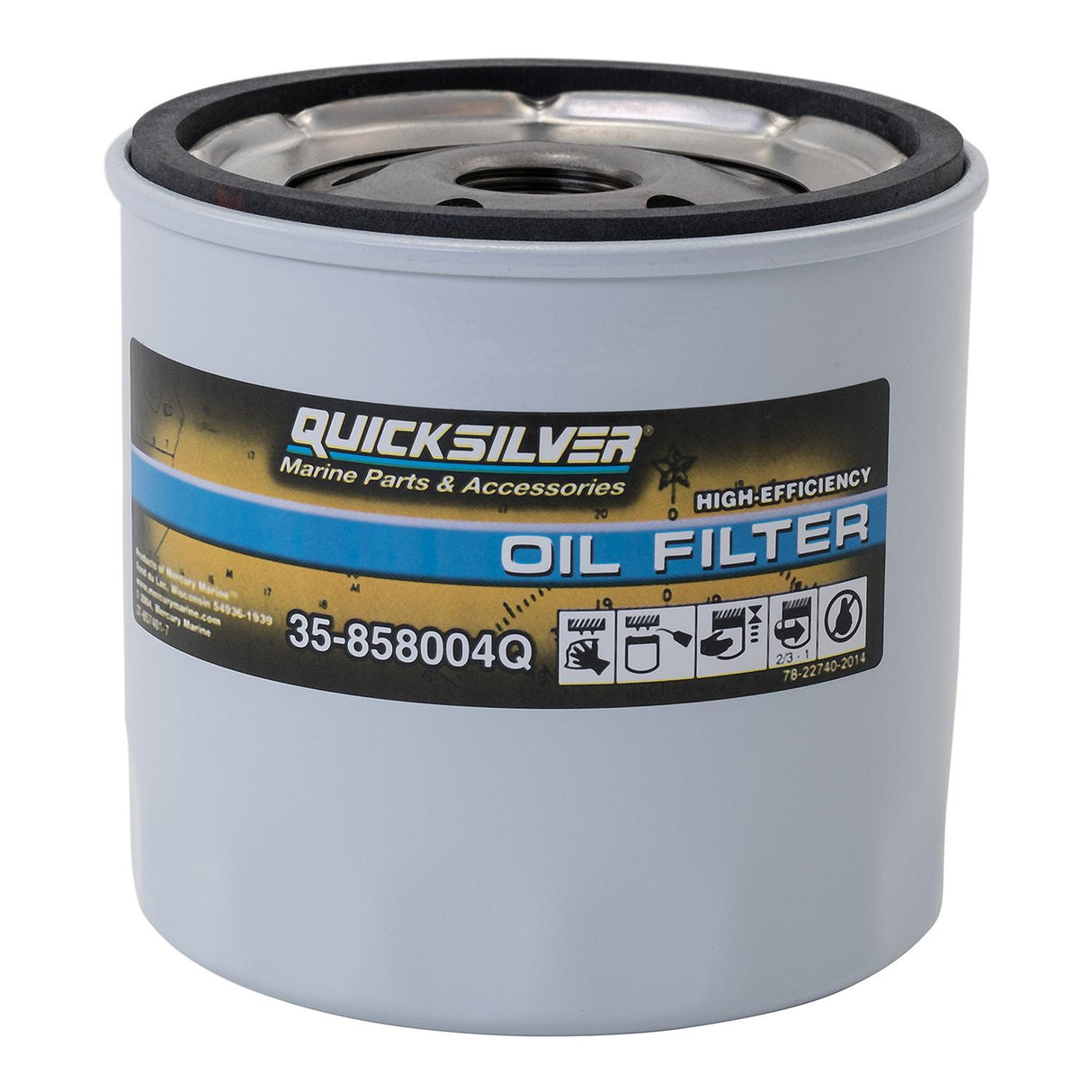 Mercury Quicksilver - Oil Filter - Fits MCM/MIE GM Engines, Except V‑6 Models w/Oil Filter Mounted on Engine Block & 4.5L & 6.2L Mercury Engine - 35-858004Q