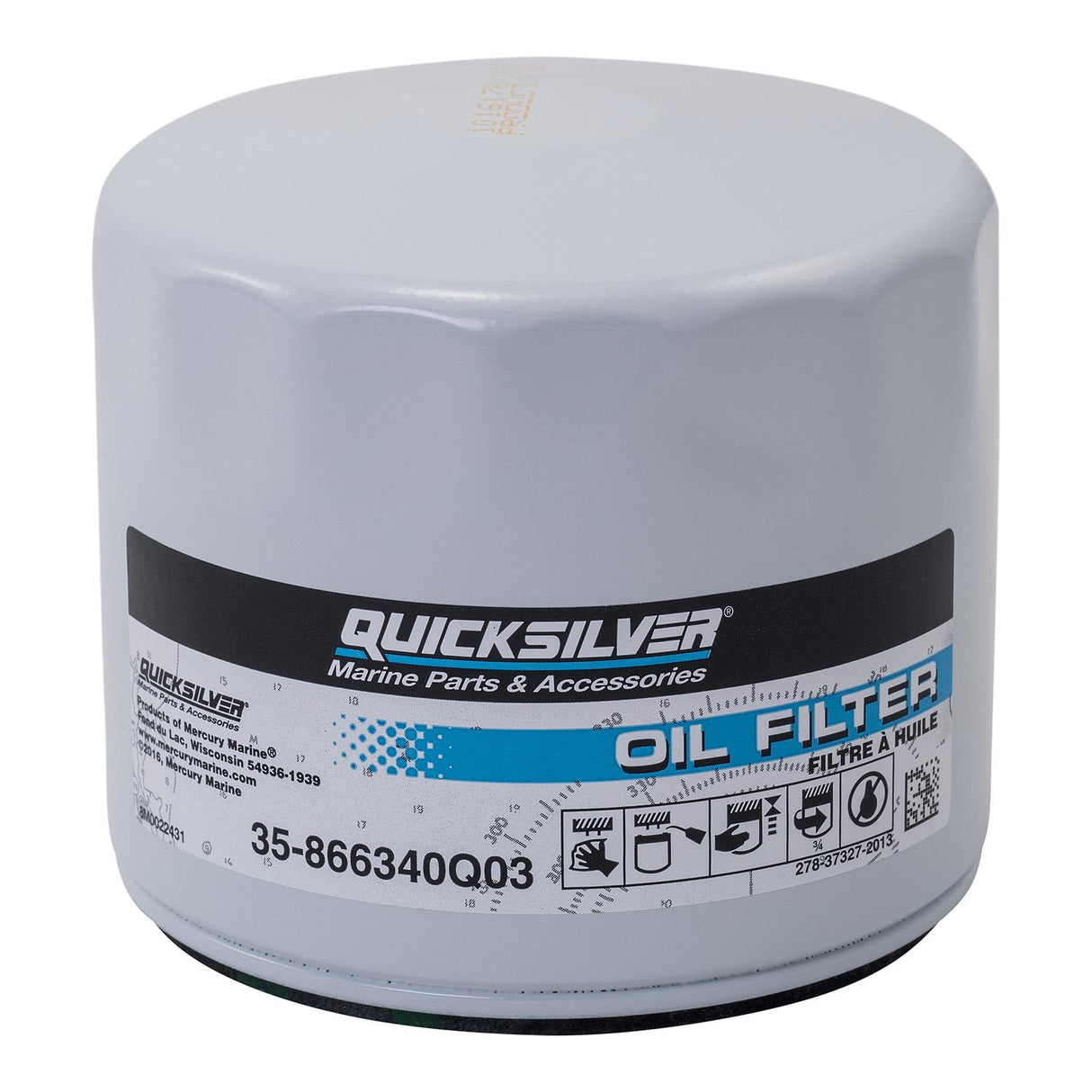 Mercury Quicksilver - Oil Filter - Fits MCM/MIE GM Engines, Except V‑6 Models w/Oil Filter Mounted on the Engine Block - 35-866340Q03