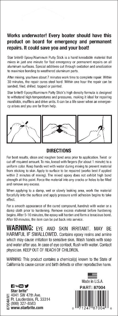 Starbrite - Emergency Repair Epoxy/Aluminum Putty Stick - 4 oz. - 87004