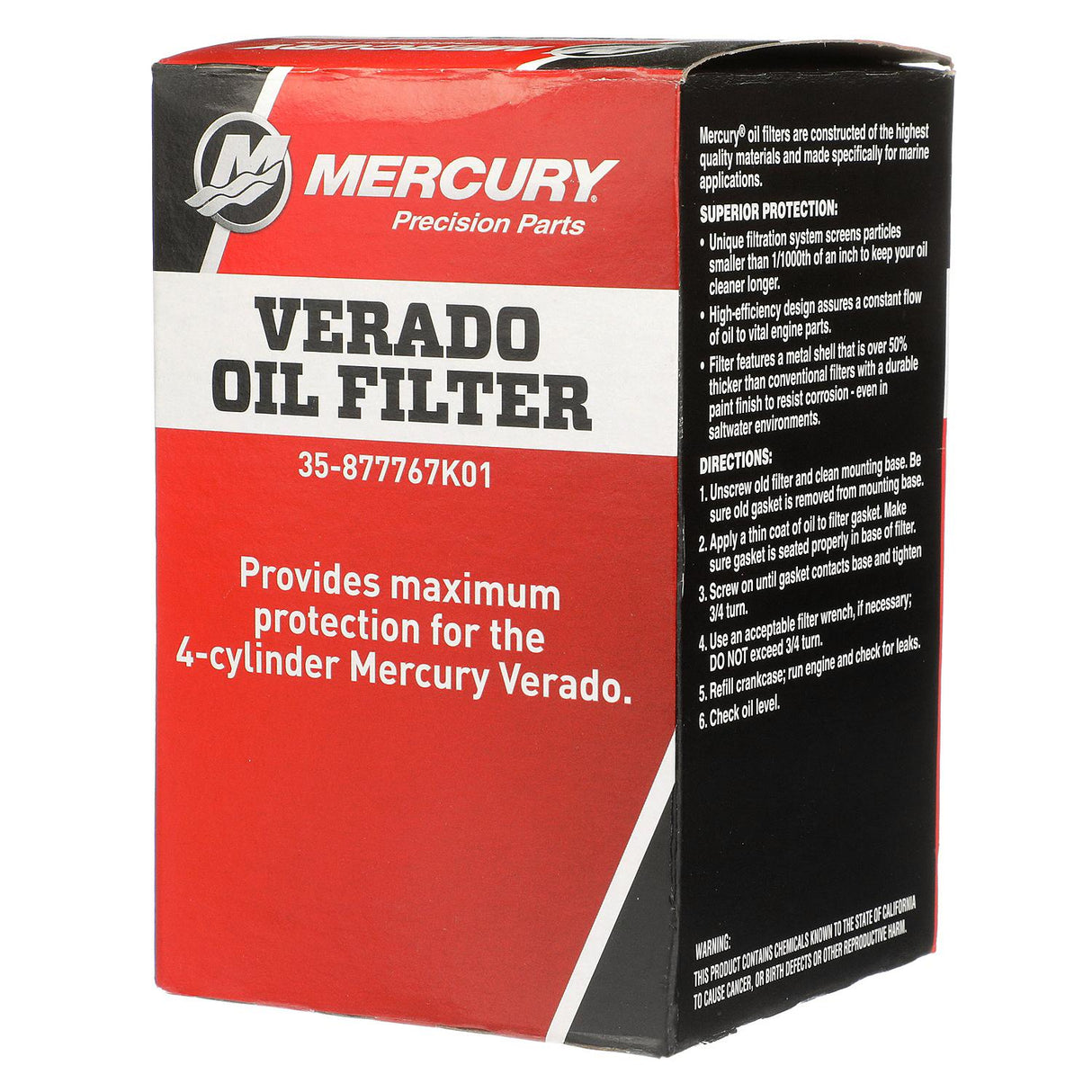 Mercury Outboard Four Stroke Oil Filter - Fits 135 - 150 - 175 - 200 HP Verado - 35-877767K01