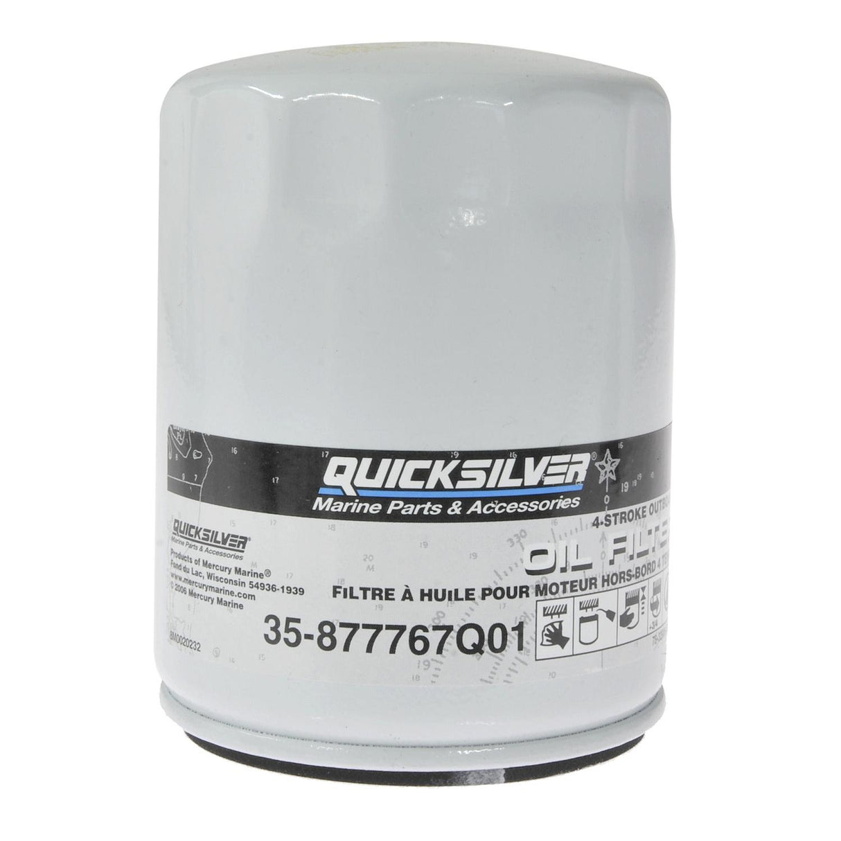 Mercury Quicksilver Outboard Four Stroke Oil Filter - Fits 135 - 150 - 175 - 200 Verado In‑line 4 Cylinder Outboard