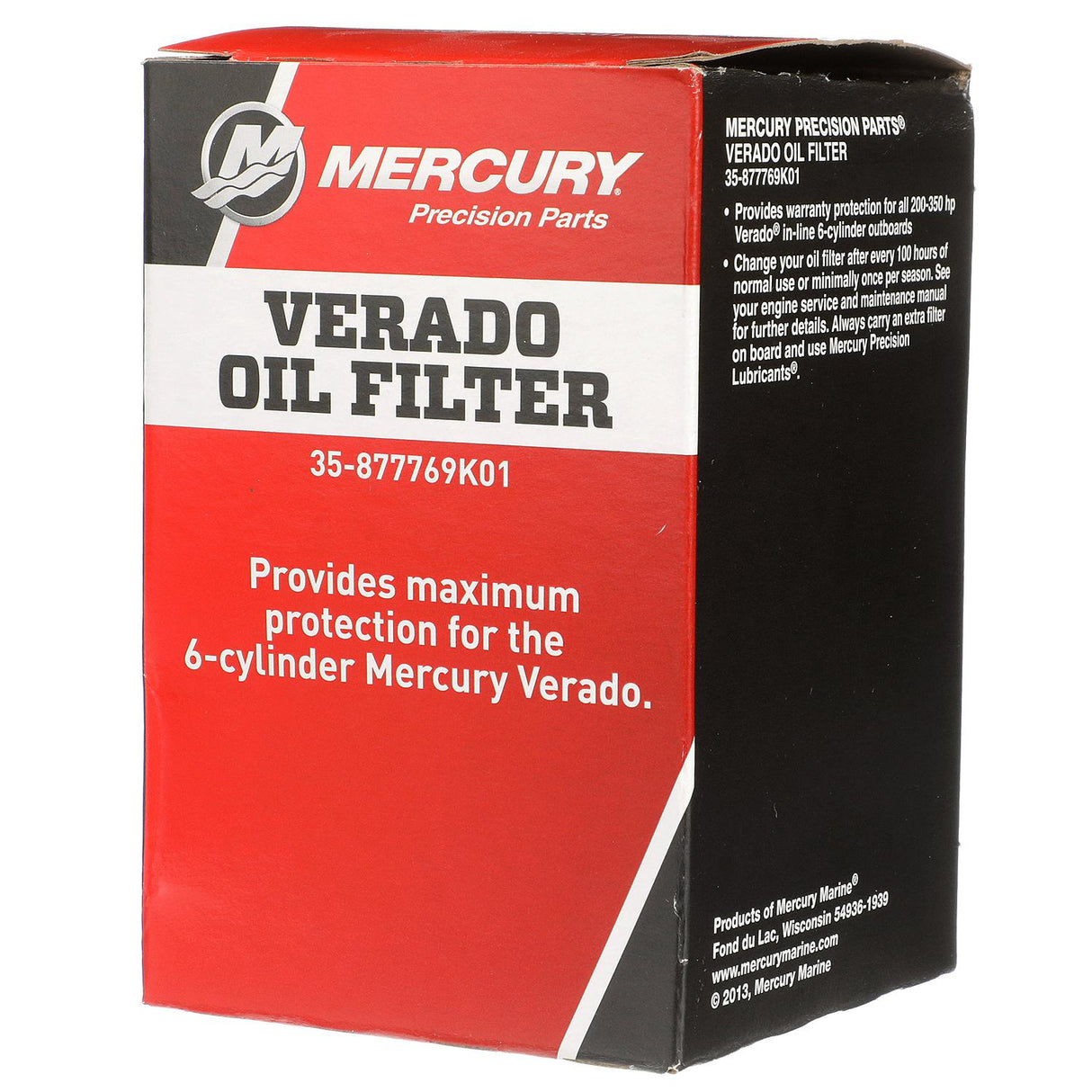Mercury  Outboard Oil Filter - Fits 200 - 225 - 250 - 275 - 300 - 350 - 400 Verado Pro SCI - 35-877769K01