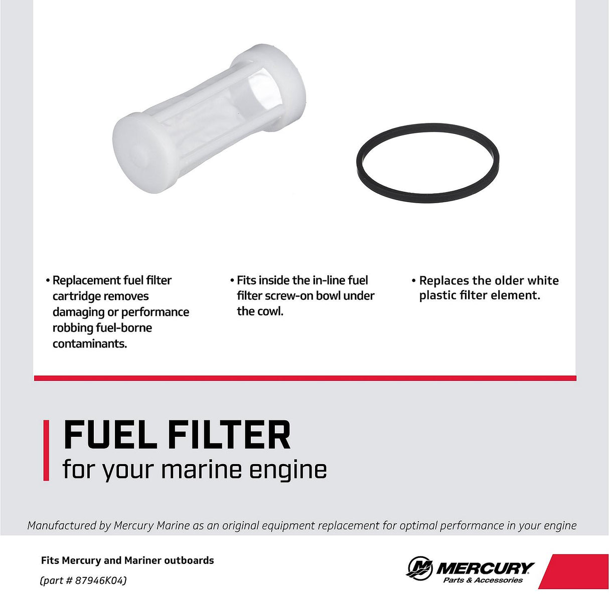 Mercury Outboard Fuel Filter Kit 8 9.9 15 25 30 40 55 60 Horsepower 10 15 Marathon SEA PRO XR10 20 40 Jet - 35-87946K04