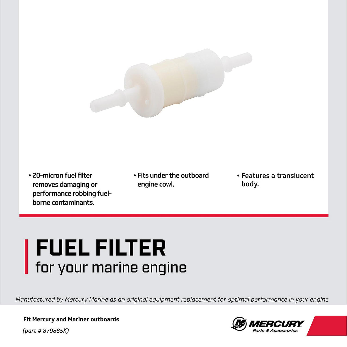 Mercury Quicksiver 4-Stroke Outboard In-Line Fuel Filter 35-879885K