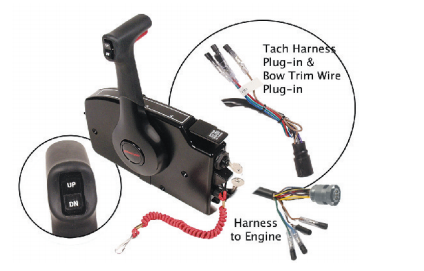 Mercury - Side Mount Remote Control - 10 Pin Amp - 20 Ft Harness - MY2005 & Newer, 8/9.9, 15/20 FourStroke Engines - 881170A11